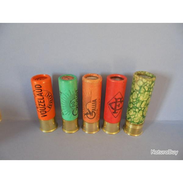 LOT DE 5 CARTOUCHES ANCIENNES NON RECHARGEES NEUTRALISEES N10