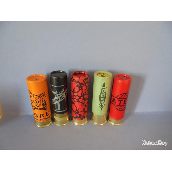 LOT DE 5 CARTOUCHES ANCIENNES NON RECHARGEES NEUTRALISEES N11