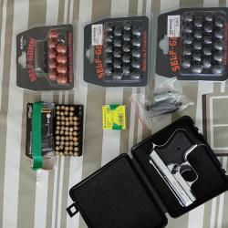 Pack défense pistolet TUNA Chrome 8mm PAK+ 10 munitions CS+ embout self gomm