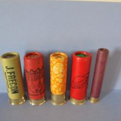 LOT DE 5 CARTOUCHES ANCIENNES NON RECHARGEES NEUTRALISEES N°12