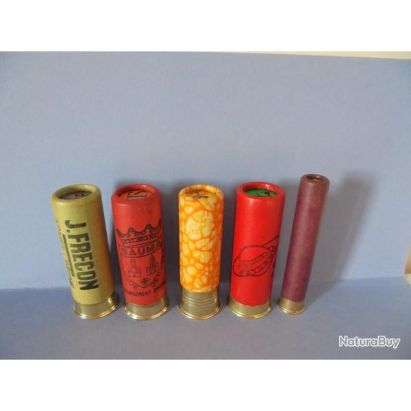 LOT DE 5 CARTOUCHES ANCIENNES NON RECHARGEES NEUTRALISEES N12