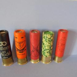 LOT DE 5 CARTOUCHES ANCIENNES NON RECHARGEES NEUTRALISEES N°13
