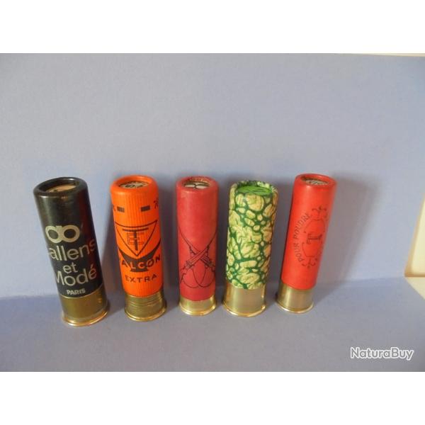 LOT DE 5 CARTOUCHES ANCIENNES NON RECHARGEES NEUTRALISEES N13