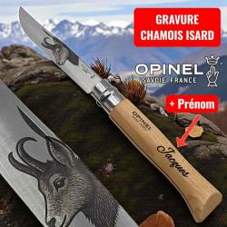 Opinel n 12 gravure isard chamois + prénom