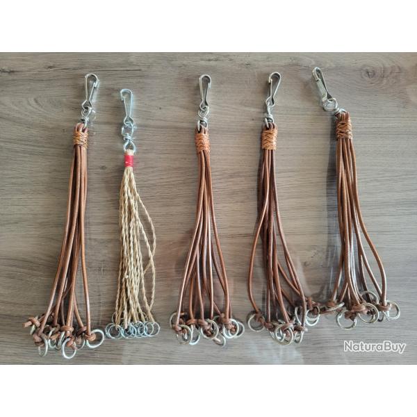 Lot de 5 portes gibiers  oiseaux (4 en cuir vritable )