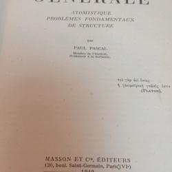 Chimie générale Paul Pascal atomistique problèmes fondamentaux de structure ET01