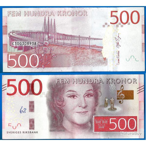 Suede 500 Couronnes 2016 Billet Sweden Kronor Nilsson Birgit Europe Nord