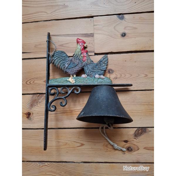 Rare Cloche de jardin ancienne avec potence multicolore (maille)