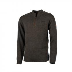 Pull laine col zippé Broderie Treeland , T:S.