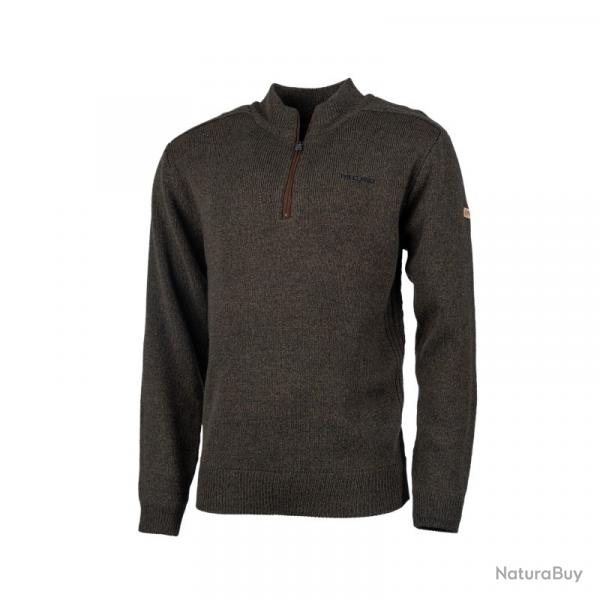 Pull laine col zipp Broderie Treeland , T:S.