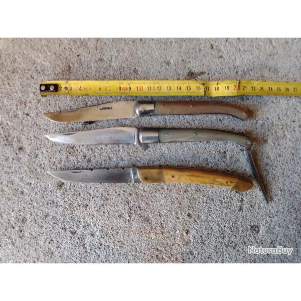 Couteau ancien pliant 2 laguioles aveyronnais et 1 couteau le Thiers.