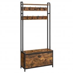 Meuble d'entrée avec banc 9 crochets et étagère 30 x 85 x 180 cm porte-manteaux vestiaire pour coul