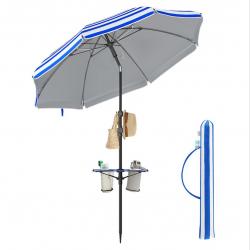 Parasol upf 50+ inclinaison de 30° des 2 côtés hauteur réglable petite tablette crochets adapté pou