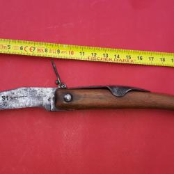 Couteau ancien à palme 31 BESSET à Thiers type Cracra Manche en Bois - Années 20 -