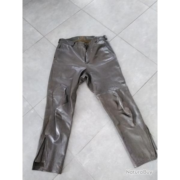 Pantalon de chasse cuir vert olive