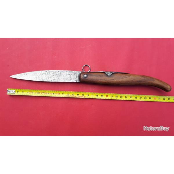 Trs grand couteau de tranche type Navaja  verrouillage - manche bois - Trs  bon tat