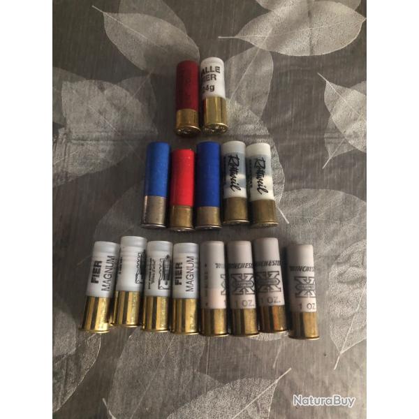 lot de  balle cal 12,magnum   Sauvestre ,winchester, fier   etc    cadeau, sac