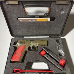 Pistolet CZ 75 Shadow 2 Compact OR "Optic Ready" Custom Cerakote Magpul OD Green Rouge calibre 9x19