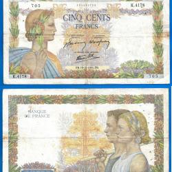 France 500 Francs 1941 Billet La Paix Frcs Frs Frc Grand Billet