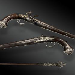 PAIRE de PISTOLETS à SILEX, LUXE, POUR LE MARCHE ORIENTAL, Signée GUILLEAUD - St ETIENNE