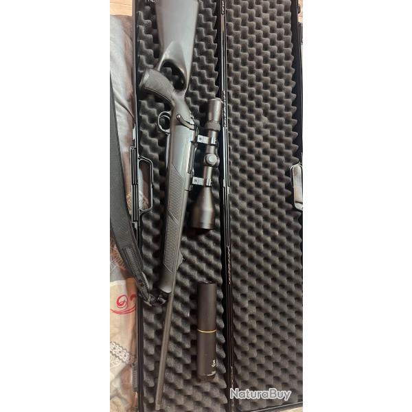 Carabine BCM RUBIS cal 270 avec silencieux et lunette nikko stirling Diamond 3-12x62