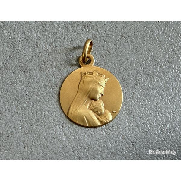 Pendentif or massif 9 carats - Marie et l'enfant - catholique - Chrtien - mdaille