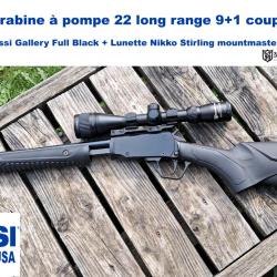 1 sans prix de réserve : Carabine à pompe 22 lr Rossi Gallery + Lunette Nikko Stirling Mountmaster
