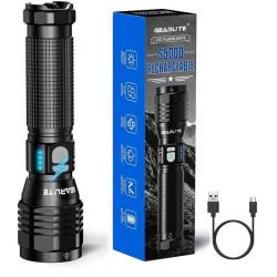 Lampe Torche LED 10000 Lumens Ultra Lumineuse Rechargeable USB Étanche Zoom Pêche Camping Randonnée