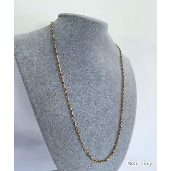 Chaine en or rose massif 14 carats - collier - maille corde (torsade)