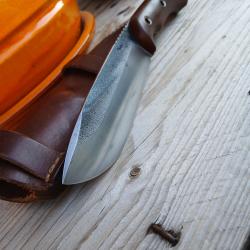 le Retord créé et forgé par Fred Maschio acier 100C6 manche en micarta étui cuir épais