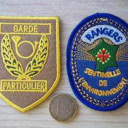 lot 2 écussons garde particulier rangers protection insignes collection environnement