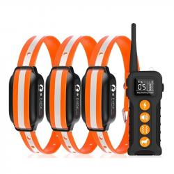 3X Colliers de Dressage Chien sans choc 1000m 9 Modes VibrationTonalité Etanche Rechargeable Orange