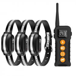 3X Colliers de Dressage Chien sans choc 1000m 9 Modes VibrationTonalité Etanche Rechargeable Noir