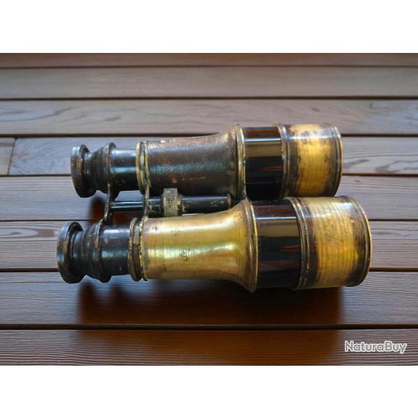 Jumelles anciennes en laiton et cuir - fin XIXme / dbut XXme sicle -  restaurer