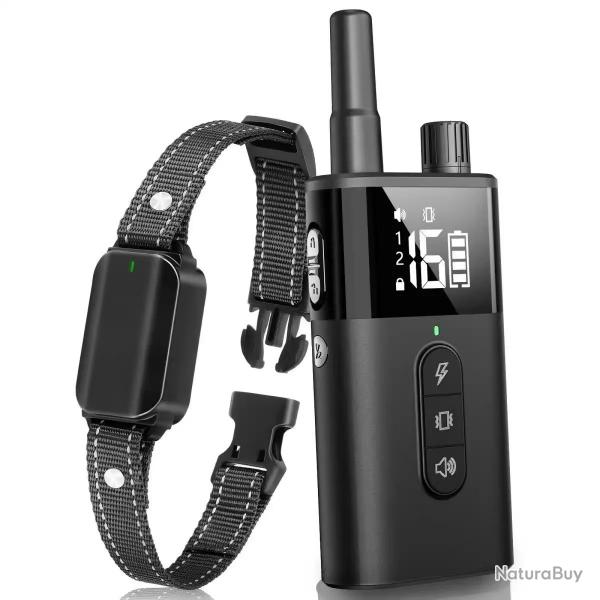 Collier Anti-Aboiement avec Tlcommande 670m Vibrations 16 niveaux Bip Etanche IPX7 Rechargeable