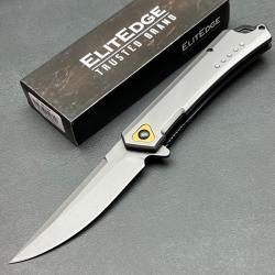 Couteau Tactical Urban ElitEdge A/O Gray Lame Traling Point Acier 420C Manche Métal Linerlock Clip