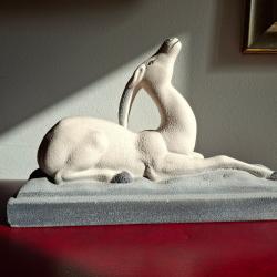 Antilope Gazelle Art Déco céramique crispée perlée