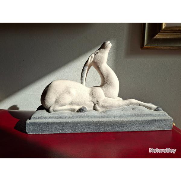 Antilope Gazelle Art Dco cramique crispe perle