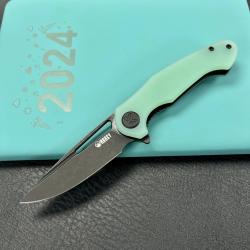 Couteau Kubey Dugu Lame Drop Point Acier Sandvik 14C28N Linerlock Manche G-10 Jade KUB210K