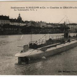CPA - Etablissements SCHNEIDER Chantiers CHALON SUR SA&Ocirc;NE Le Submersible S.C.2 - N&deg;1128