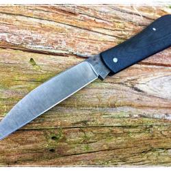 Couteau pliant swayback cran forcé de Jean-François Morretti manche en G10 lame en acier W2