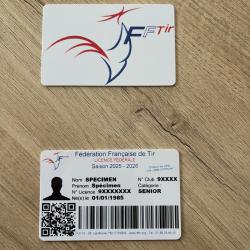 Carte de licence de tir en PVC