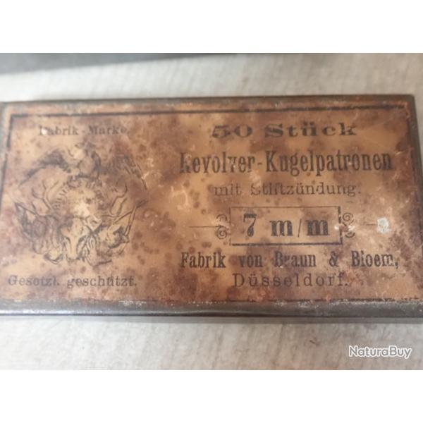 Boite pour cartouches  broche 7 mm.  Fabrication allemande Braun & Bloem
