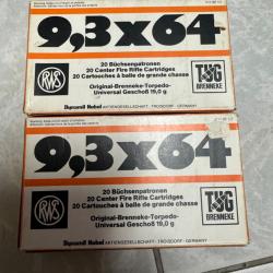 Vends 2 boîtes de balles en 9,3x64