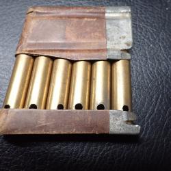 07 1924 : Lot de 6 Munitions neutralisées + lame chargeur pour Rubin Schmidt 7,5 suisse