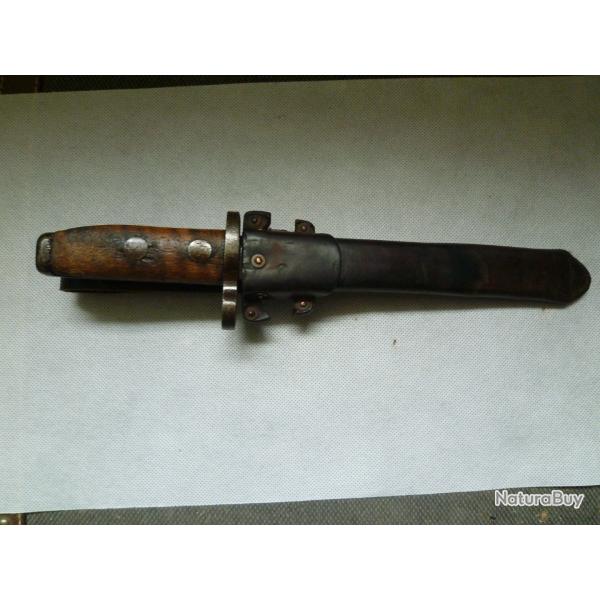 MILITARIA WW1, SUPERBE COUTEAU DE TRANCHEE REALISE AVEC UNE BAIONNETTE ANGLAISE TRANSFORMEE