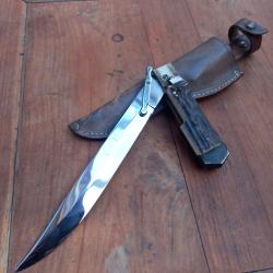 Solide Couteau de Chasse à la d estaing avec  Étui en cuir