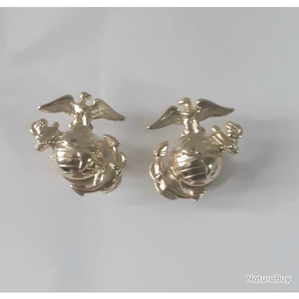 Insigne - US428205b  Paire collar USMC mtal dor