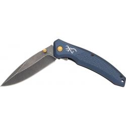Couteau Browning Lame Acier 7Cr17MoV Manche Aluminium Bleu Linerlock Clip BR0572B