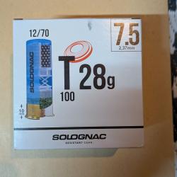 Solognac 28g 7.5 2,37mm 12/70 CARTOUCHE BALL TRAP T100 28g CALIBRE  PLOMB N°7,5 X25